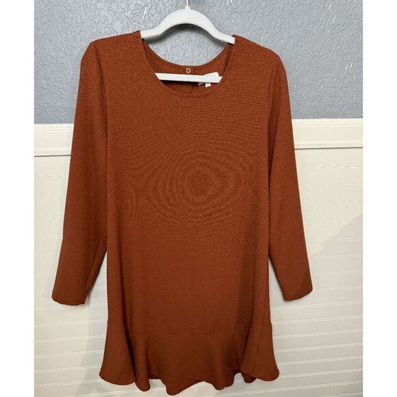 Mudpie Women's Brown Minimalist Casual U-neckline Snap Drop Waist Dress Sz Small - Picture 1 of 6